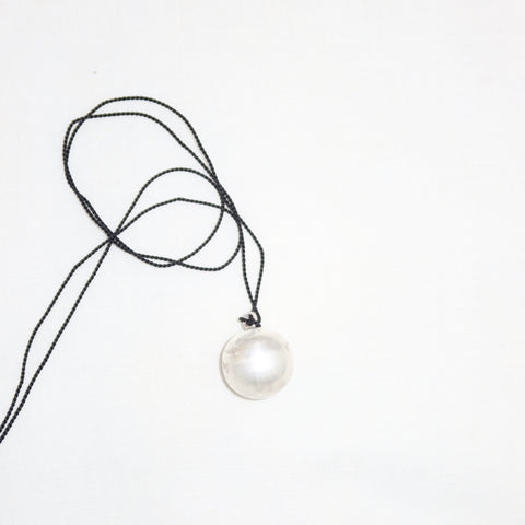 large sphere long leather cord necklace