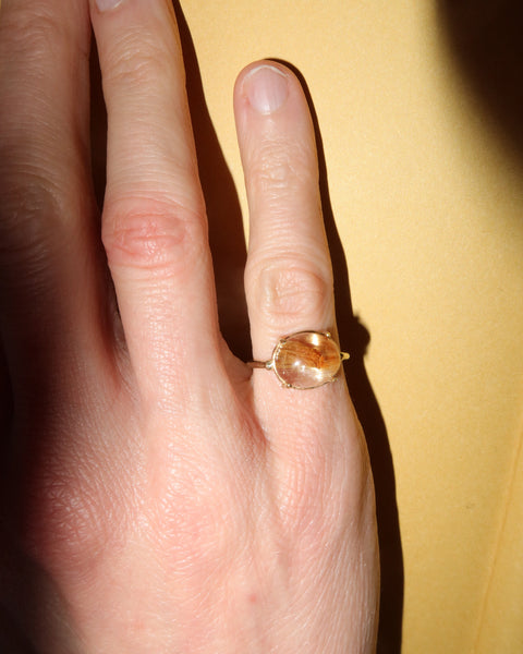 rutilated quartz 14karat gold ring