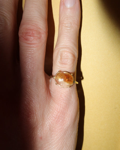 rutilated quartz 14karat gold ring