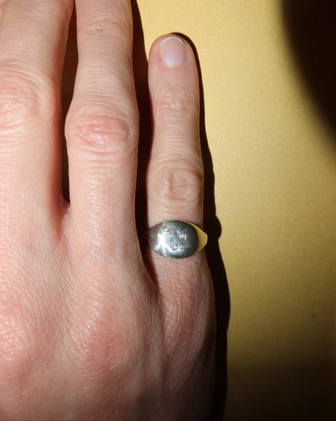 mila silver signet with 3 diamonds